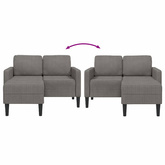 Sofa 2-osobowa z szezlongiem w kształcie litery L, jasnoszara