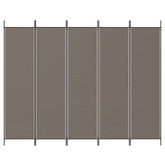 Parawan 5-panelowy, antracytowy, 250x200 cm, tkanina