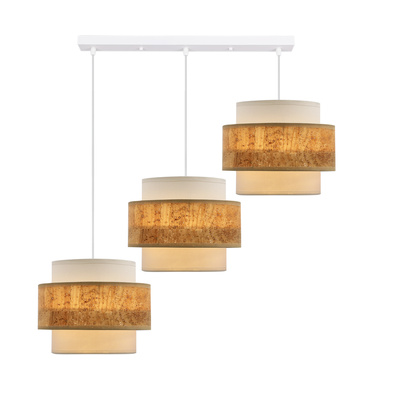 Lampa wisząca z abażurami Cork nowoczesna potrójna do jadalni biała