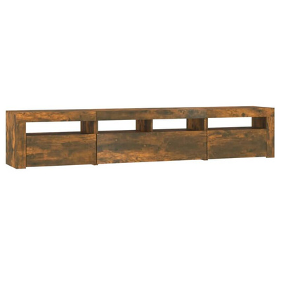 vidaXL Szafka pod TV z oświetleniem LED, przydymiony dąb, 210x35x40 cm