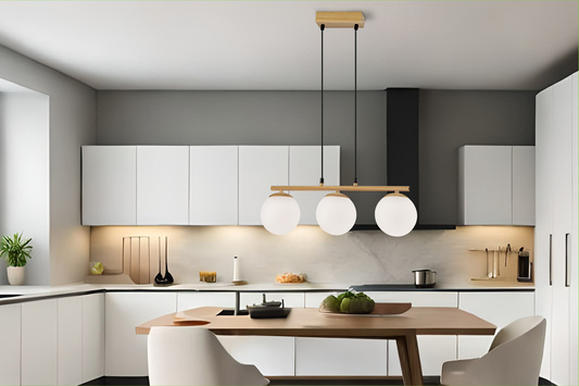 Carrine lampa wisząca drewniany 4x40W E14 klosz biały