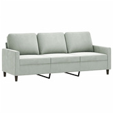 3-osobowa sofa z podnóżkiem, jasnoszara, 180 cm, aksamit