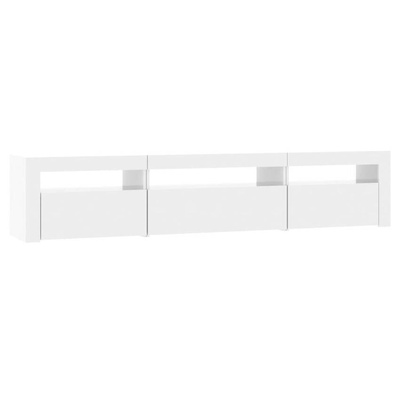 vidaXL Szafka pod TV z oświetleniem LED, biała z połyskiem195x35x40 cm