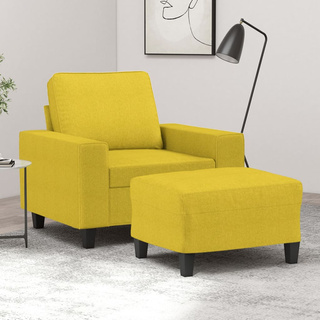 vidaXL Fotel z podnóżkiem, jasnożółty, 60 cm, tkanina