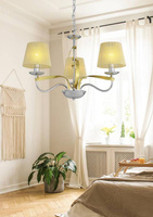 Lampa wisząca chrom / złoty nitkowy abażur 3x40W Diva Candellux 33-55057