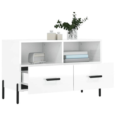 vidaXL Szafka pod TV, biała, wysoki połysk, 80x36x50 cm