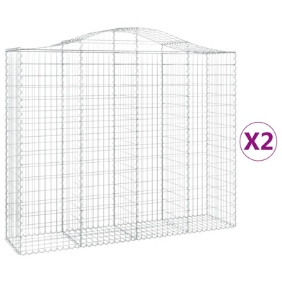 Kosze gabionowe, 2 szt, 200x50x160/180 cm, galwanizowane żelazo