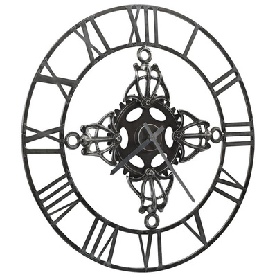 vidaXL Zegar ścienny, srebrny, 78 cm, metal