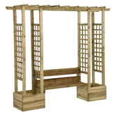 z ławką i donicami, impregnowane drewno sosnowe Pergola