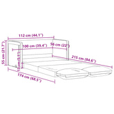Sofa podłogowa 2-w-1, czarna, 112x174x55 cm, tkanina