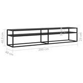 vidaXL Szafka pod TV, czarna, 200x40x40,5 cm, hartowane szkło