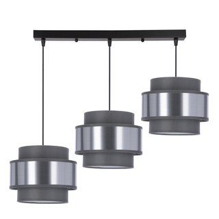 Lampa wisząca Hare z abażurem potrójna do salonu nad stół E27 szara