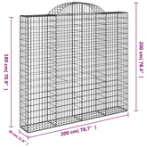 Kosze gabionowe, 3 szt, 200x30x180/200 cm, galwanizowane żelazo