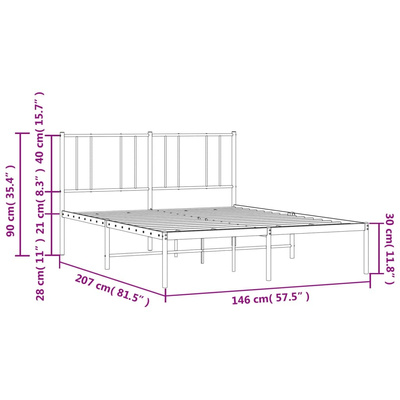 Metalowa rama łóżka z wezgłowiem biała, 140x200 cm model standard