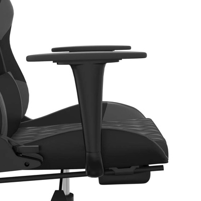 vidaXL Masujący fotel gamingowy z podnóżkiem, czarno-szary model standard