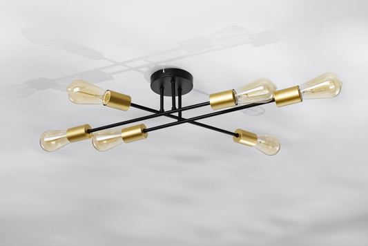 Lampa sufitowa czarno-złota 6xE27 Crespilo 36-01245