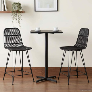 Stołek barowy 2 szt. Czarny 44 x 54 x 96 cm Rattan i Stal
