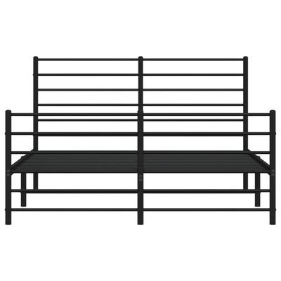 Metalowa rama łóżka z wezgłowiem i zanóżkiem, czarna, 140x200cm