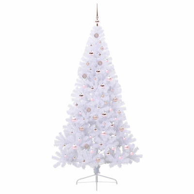 Sztuczna choinka z 300 diodami LED Biały 210 cm PVC i stal