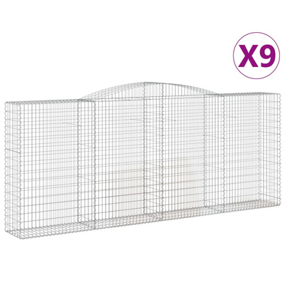 Kosze gabionowe, 9 szt, 400x50x160/180 cm, galwanizowane żelazo