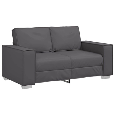 Sofa dwuosobowa Szary 160 cm Skóra ekologiczna