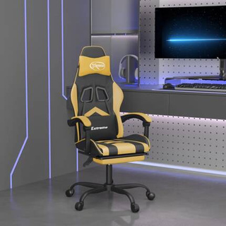 vidaXL Obrotowy fotel gamingowy z podnóżkiem, czarno-złoty model standard