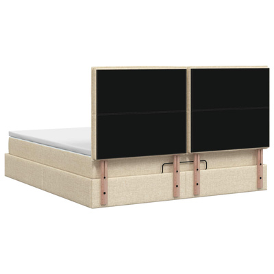 Łóżko ottoman z materacem kremowy 140 x 190 cm tkanina