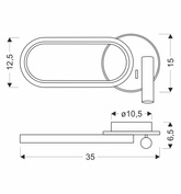 MONET lampa kinkiet owal złoty 13W LED 3000K, 4000K, 6000K klosz biały 22-35684