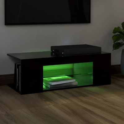 vidaXL Szafka pod TV z oświetleniem LED, czarna, 90x39x30 cm