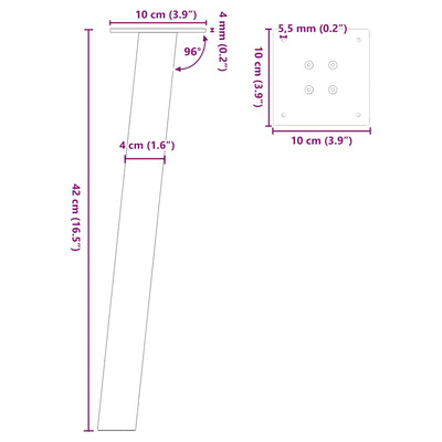 Nogi do stolika kawowego 4 szt. Naturalna stal 42 cm Stal