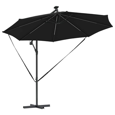 Parasol plażowy 294 x 294 x 248 cm Poliester i aluminium Czarny
