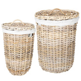 Kosz na pranie z pokrywą 2 pcs Naturalna szarość Rattan Kubu