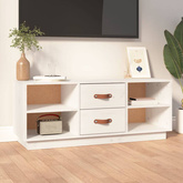 vidaXL Szafka pod TV, biała, 100x34x40 cm, lite drewno sosnowe