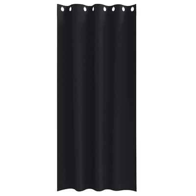 Firany blackout z kółkami 2 pcs Czarny 245 x 140 cm Poliester