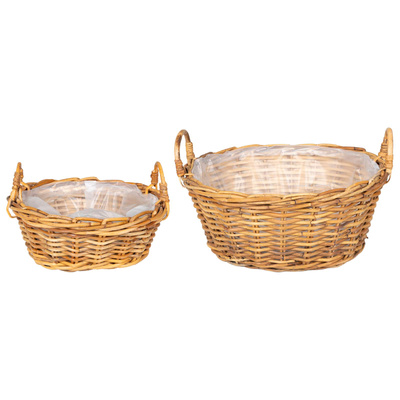 Kosz na rośliny 2 szt. Naturalny Brąz Rattan Kubu
