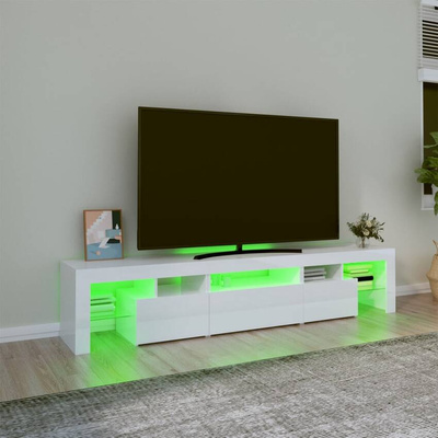 vidaXL Szafka pod TV z oświetleniem LED, biała 200x36,5x40 cm