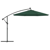 vidaXL Parasol ogrodowy wiszący, światła LED, 300 cm, metal, zielony
