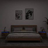 vidaXL Wiszące szafki nocne z LED, 2 szt., przydymiony dąb
