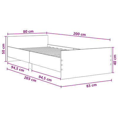 Ramka łóżka Dąb wędzony 80 x 200 cm Drewno inżynieryjne