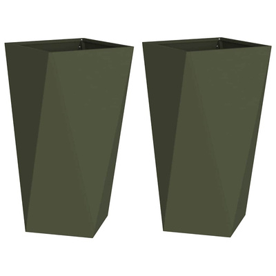 Donica 2 pcs Zielony oliwkowy 40 x 40 x 75 cm Stal