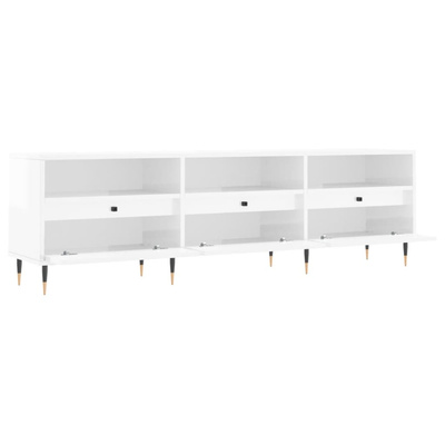 vidaXL Szafka pod TV, wysoki połysk, biała, 150x30x44,5 cm