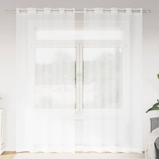 Firany Voile z zasłonami 2 pcs Biały 260 x 140 cm Poliester