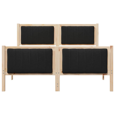 Rama łóżka brązowo-czarny 140 x 190 cm Lite drewno sosnowe