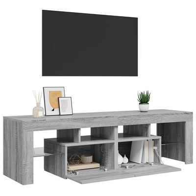 Szafka TV z oświetleniem LED, szary dąb sonoma, 140x36,5x40 cm