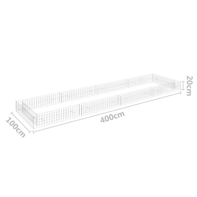 vidaXL Podwyższona donica gabionowa, galwanizowana stal, 400x100x20 cm