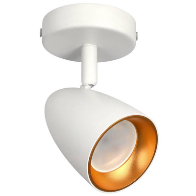 Pojedyncza punktowa oprawa sufitowa typu spot OVO 1 White Gold, listwa, IP20, GU10, biała, pierścień złoty EDO777236 EDO Solutions