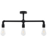 vidaXL Lampa sufitowa, czarna, 3 żarówki E27