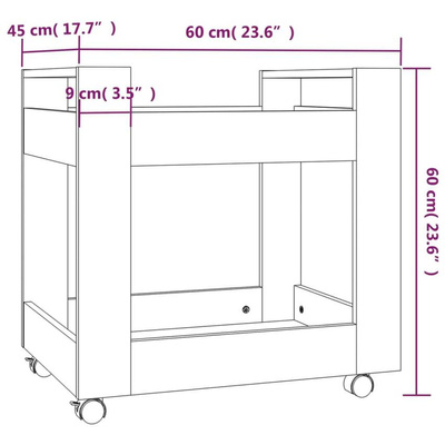 vidaXL Szafka pod biurko, czarna, 60x45x60 cm, materiał drewnopochodny