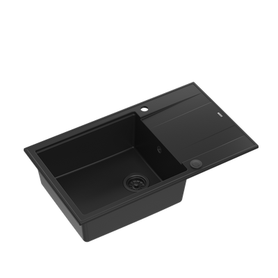 EVAN 136 XL GraniteQ zlewozmywak z syfonem Push To Open 1-komorowy z/o (860x500x210; kom. 420x490) pure carbon / elementy pure carbon
