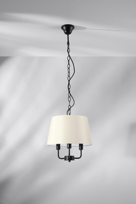 Lampa wisząca z abażurem Pasteri beżowa potrójna do salonu